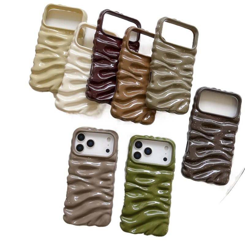 Drop Protection iPhone 14 Pro Max Silicone for iPhone 14 14 Plus 14 Pro 14 Pro Max with 3D Pleated Texture and Cow Print Pattern in Green - Image 3