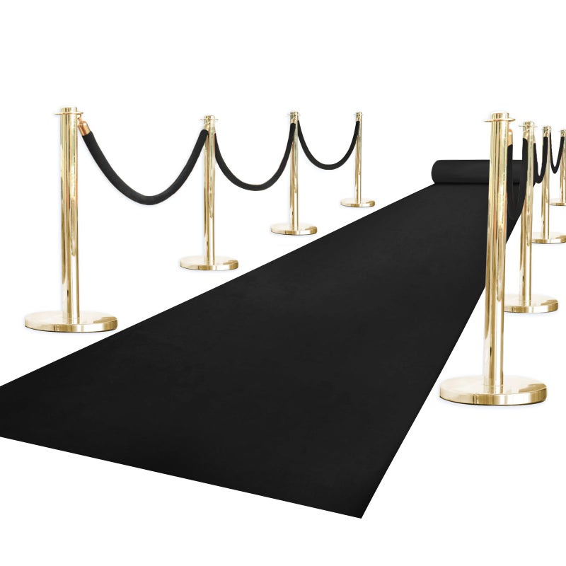 OQSC Black Carpet Runner for Party, Premium 160 GSM Felt Non-Woven Fabric Runway Rug for Party Wedding & Special Events,Rolled Package Without Creases (Black, 3X15 ft) - Image 1