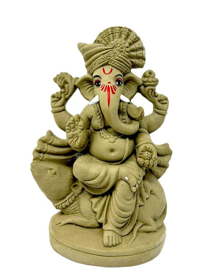 Suninow تمثال غانيش من الطين صديق للبيئة 100% من سونينو بمناسبة غانيش تشاتورثي 7 إنش | قابل للذوبان في الماء | تمثال غانيش تشاتورثي | تمثال غانيش من الطين، متعدد الألوان (gi25) - Image 1