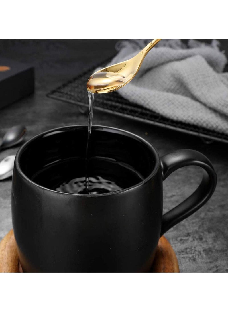 SYOSI طقم ملاعق شاي مثلج بمقبض طويل من الفولاذ المقاوم للصدأ مع ورق الذهب، ملاعق تقليب إبداعية، ملاعق حلوى للاستخدام على المائدة، تقليب، فولاذ مقاوم للصدأ من الدرجة الغذائية الفاخرة، 6 قطع - Image 2