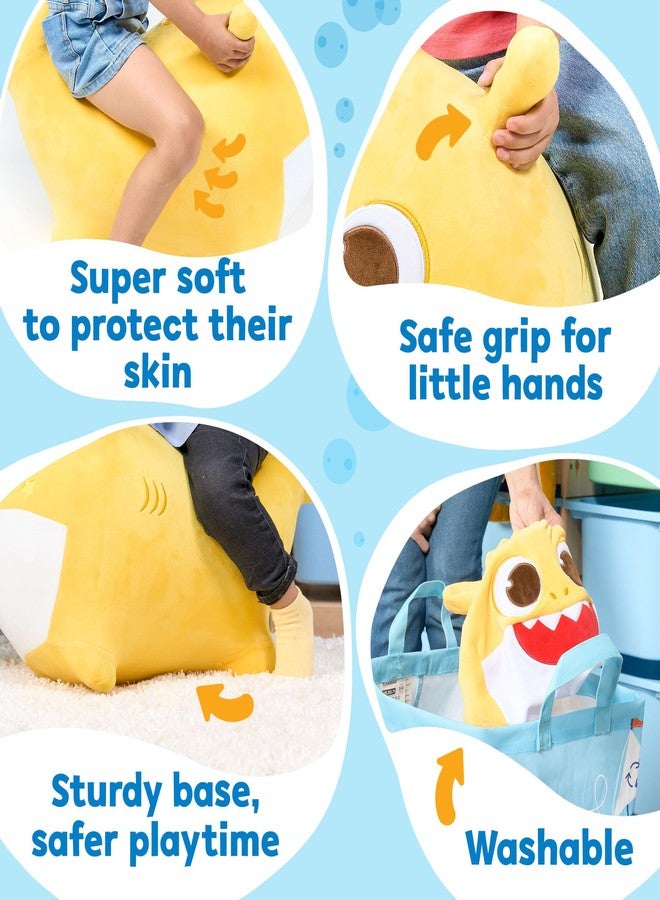 JITTERYGIT Baby Shark Official Bouncy Hopper Plush Musical Singing Toy - Inflatable Animal Ride On for Indoor & Outdoor - Birthday Gift for Kids & Toddlers (Boys & Girls) Ages 18+ Months (Yellow) - Image 5