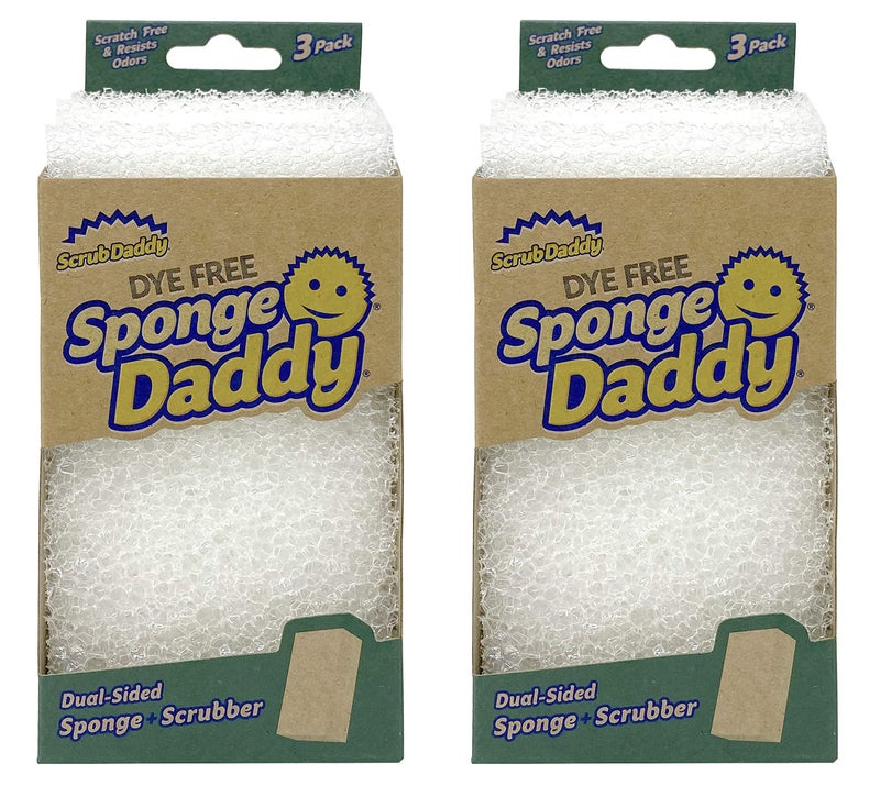 Scrub Daddy Sponge Daddy Dye Free Sponges 3 Pack Pack of 26 Sponges Total