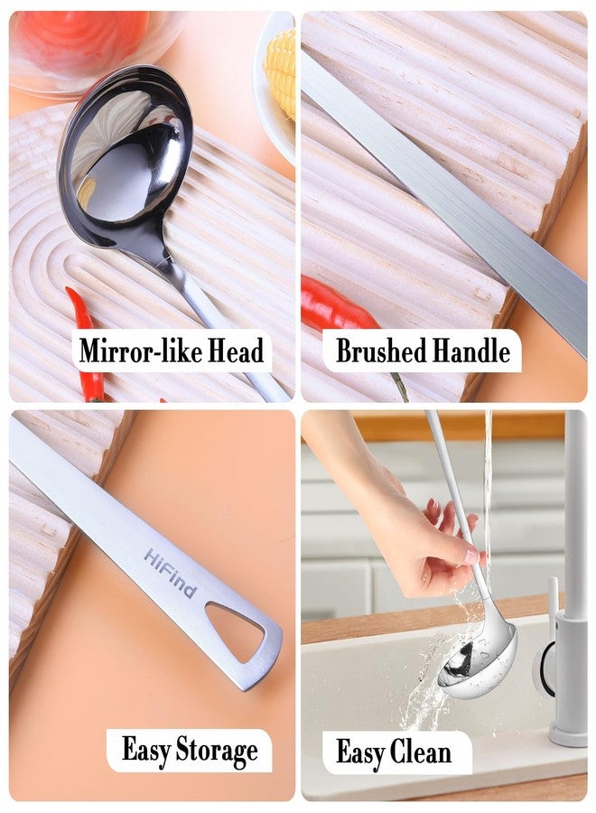 طقم أدوات مطبخ من 4 قطع من HIFIND، مصنوع من الفولاذ المقاوم للصدأ، طقم أدوات مطبخ متين للطبخ، يتضمن ملعقة تقديم مثقبة، شوكة معكرونة، مغرفة، وملعقة تقديم عادية. - Image 4