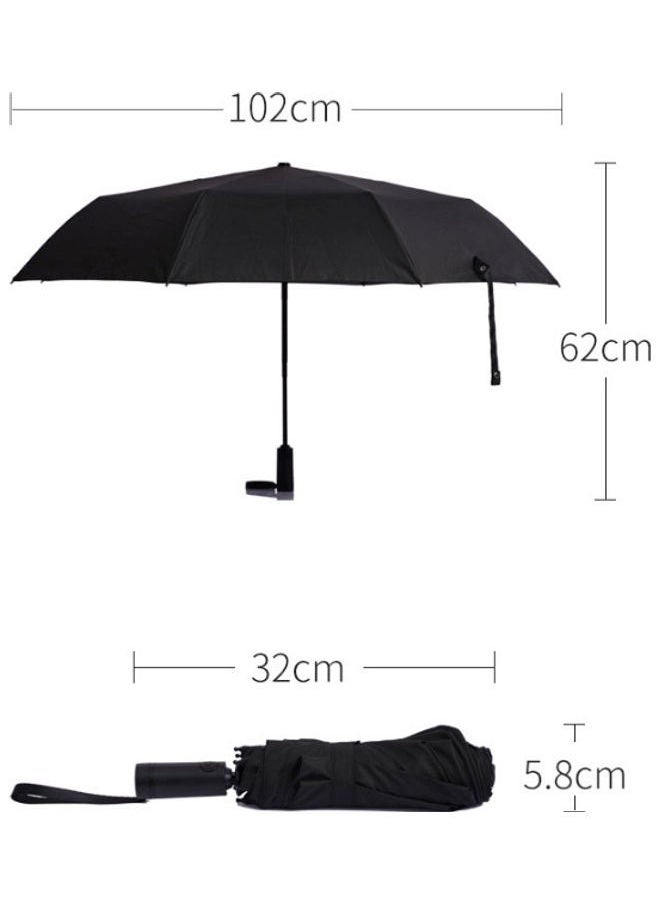 Generic High-Density Waterproof Umbrella 10 Reinforced Ribs Windproof Durable UV Protective Coating Auto Open and Close Design Reflective Strips for Increased Safety Essential for Rainy Days  - Image 2