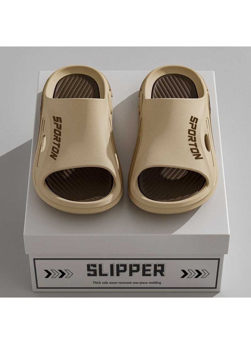 Generic Mens Fashionable Summer Soft Bottom Sandals Anti-Slip Deodorant PVC Special Couple Trendy Slippers Casual Slip-On Shoes 709-khakis 