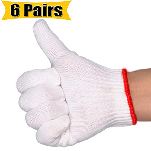 NRDBEEEC Hand Working Gloves Safety Grip Protection Work Gloves Men Women BBQ Thick Cotton (Pack of 6 Pairs) - Image 2
