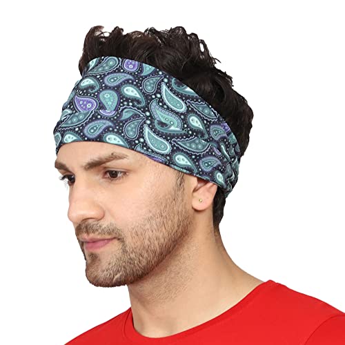 Coreteq Multicolor Sports Sweatband Headband Concealed Seam Micro-Spandex Men and Women (Paisley) Free Size - Image 1