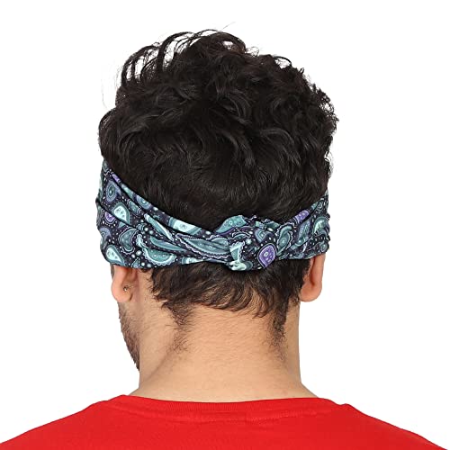 Coreteq Multicolor Sports Sweatband Headband Concealed Seam Micro-Spandex Men and Women (Paisley) Free Size - Image 3