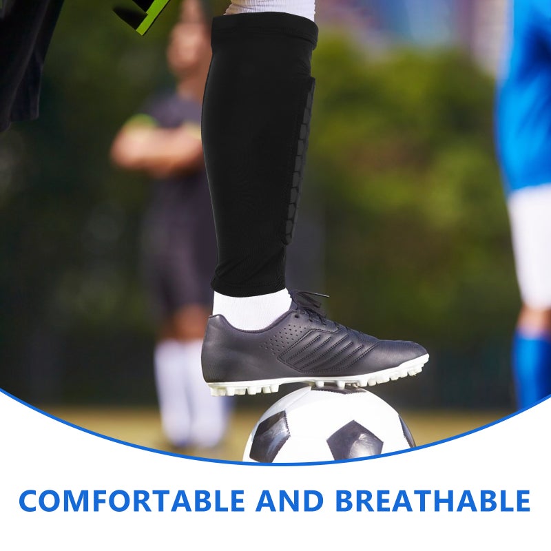 4 pcs Soccer Shin Guards Breathable Calf Socks For Adults Comfortable Calf Stockings Shin Guard Sleeves Anti-Collision Socks For Sports - Image 4