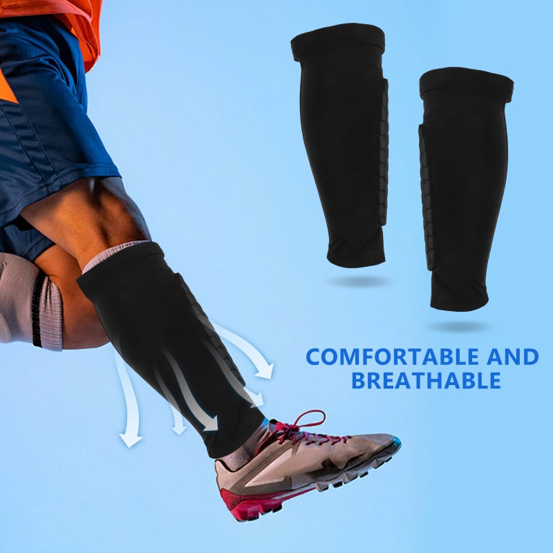 4 pcs Soccer Shin Guards Breathable Calf Socks For Adults Comfortable Calf Stockings Shin Guard Sleeves Anti-Collision Socks For Sports - Image 2