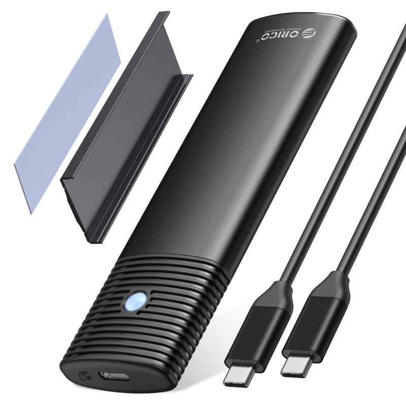 ORICO Aluminum M.2 NVMe SSD Enclosure , Tool-Free 10Gbps USB C Adapter, USB 3.2 M.2 NVMe Reader, External SSD Case Thunderbolt 3 Compatible, Supports 4TB 2230/2242 /2260/2280 PCIe M-Key SSDs-PWM2-BK