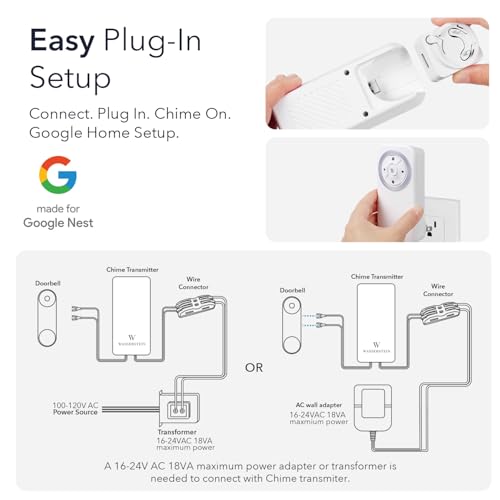 Wasserstein Doorbell Chime for Google Nest Doorbell (Wired, 2nd Gen & 3rd Gen) with Wired Transmitter - NOT Compatible with Nest Doorbell (Battery) - Made for Google Nest - Doorbell NOT Included - Image 5