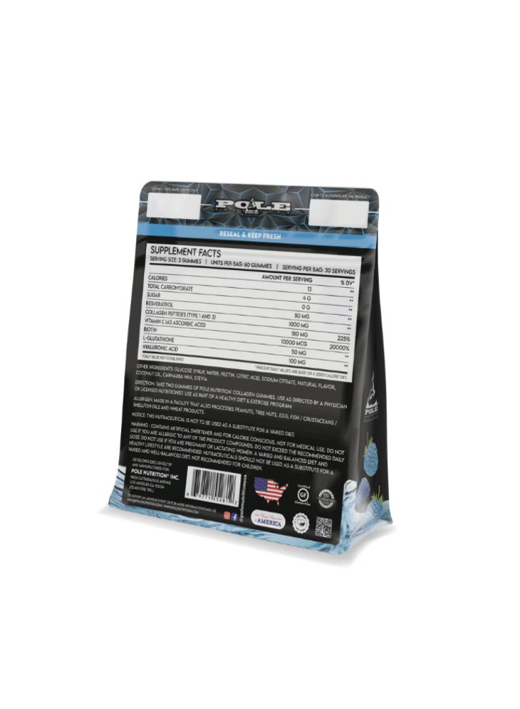 التغذية القطب بول نيوترشن – علكات الكولاجين (نكهة التوت الأزرق) 40 قطعة - Image 2