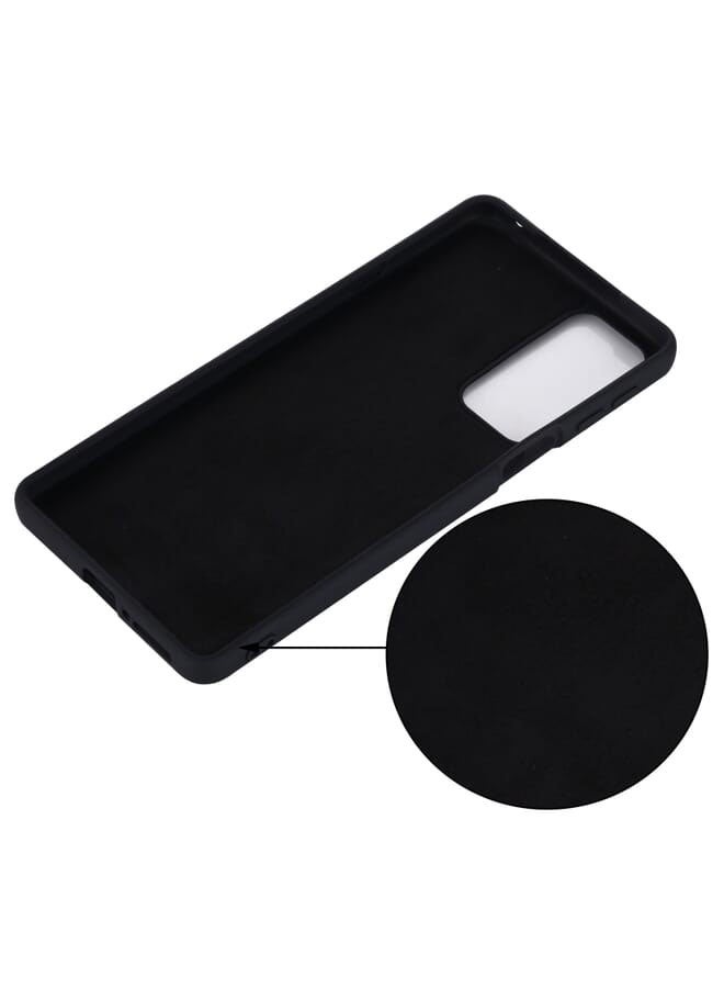 For Motorola Edge 20 Pure Color Liquid Silicone Shockproof Phone Case (Black) - Image 4