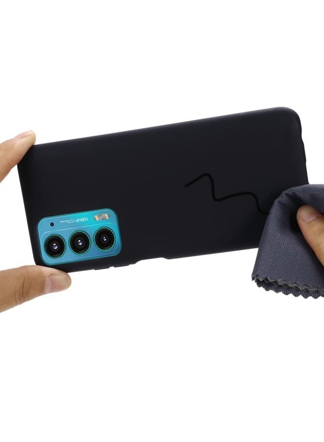 For Motorola Edge 20 Pure Color Liquid Silicone Shockproof Phone Case (Black) - Image 3