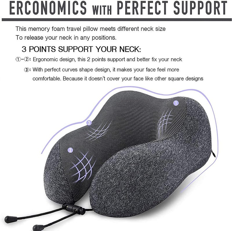 THMINS Travel Pillow for Airplane and Car - U Shaped Neck Support with Adjustable Rope Lock - Image 4