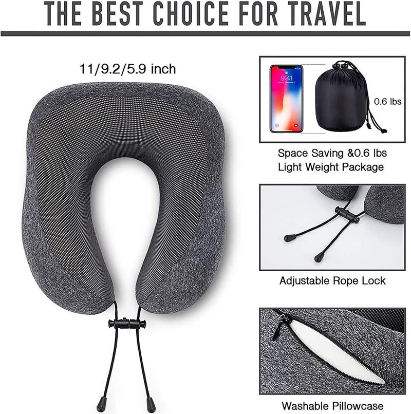 THMINS Travel Pillow for Airplane and Car - U Shaped Neck Support with Adjustable Rope Lock - Image 2