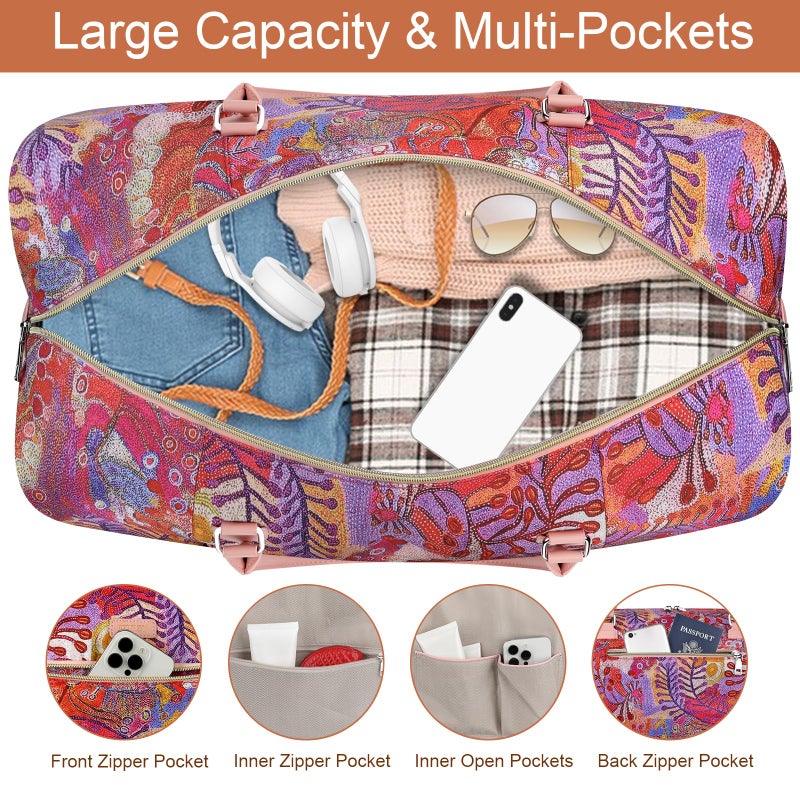 ITIEZY Weekender Bag for Women, Travel Duffel Bag Carry On Overnight Bag with Shoe Compartment Large Nylon Travel Weekend Tote Bag - Image 4