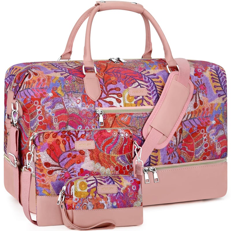 ITIEZY Weekender Bag for Women, Travel Duffel Bag Carry On Overnight Bag with Shoe Compartment Large Nylon Travel Weekend Tote Bag - Image 1