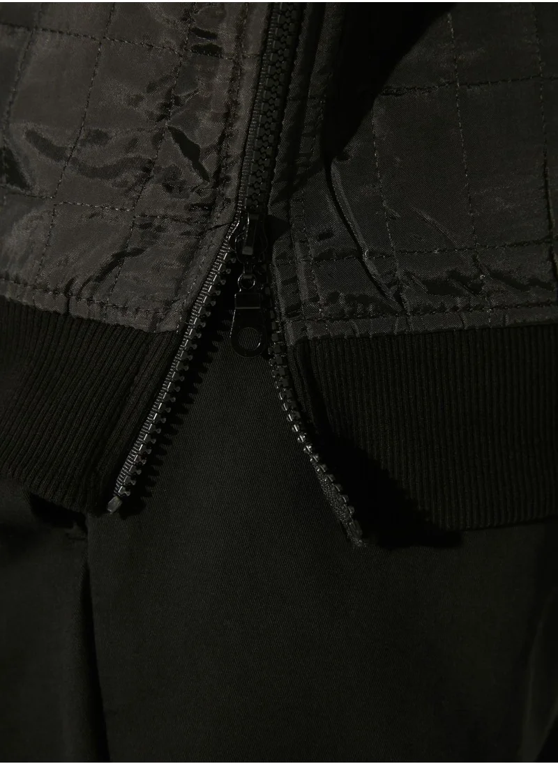 trendyol Quilted Side Zip Sweatshirt