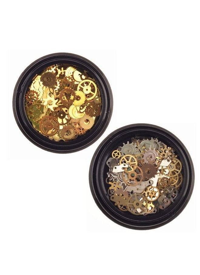 ericotry 2 Boxes Gear Nail Stickers Metal 3D Steam Punk Nail Sequins Decal Clock Watch Wheel Gear Nail Studs Diy Nail Tips Art Decorations Accessories (Mixed Pattern)  - Image 1