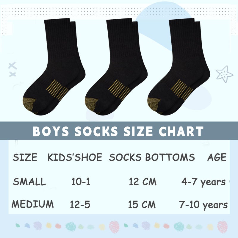 Comfoex Boys Socks 6 Pairs Crew Athletic Cushioned Mesh Cotton Sports Socks For Little Big Kids 4-6 6-8 8-10 Years Old - Image 2