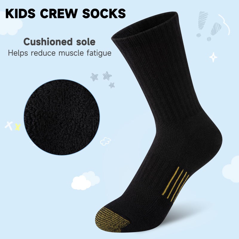 Comfoex Boys Socks 6 Pairs Crew Athletic Cushioned Mesh Cotton Sports Socks For Little Big Kids 4-6 6-8 8-10 Years Old - Image 3