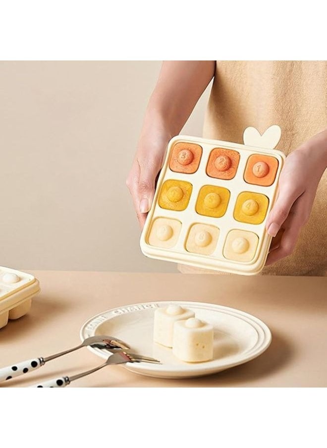 Happy Home - Ice Cube Tray with Clear Lid 9 Ice Cubes, Durable Plastic Molds with Lid, Small Square Covered Ice Cube Trays, Airtight Ice Cube Tray Easy to Release and Stack, BPA Free (Multicolor) - Image 1