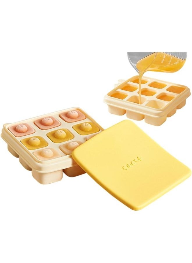 Happy Home - Ice Cube Tray with Clear Lid 9 Ice Cubes, Durable Plastic Molds with Lid, Small Square Covered Ice Cube Trays, Airtight Ice Cube Tray Easy to Release and Stack, BPA Free (Multicolor) - Image 1