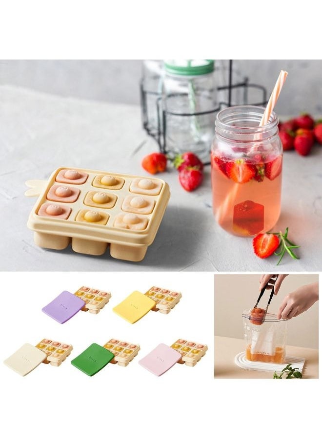 Happy Home - Ice Cube Tray with Clear Lid 9 Ice Cubes, Durable Plastic Molds with Lid, Small Square Covered Ice Cube Trays, Airtight Ice Cube Tray Easy to Release and Stack, BPA Free (Multicolor) - Image 1
