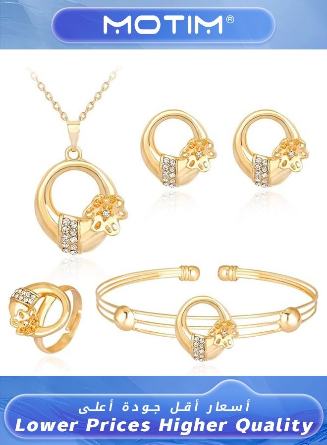 Motim Jewellery Sets for Women Pendant Diamond Necklace Bracelets and Earrings Set Embellished with Rhinestone Necklace Set  - Image 1