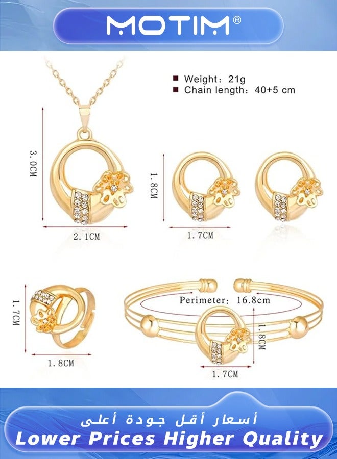 Motim Jewellery Sets for Women Pendant Diamond Necklace Bracelets and Earrings Set Embellished with Rhinestone Necklace Set  - Image 2