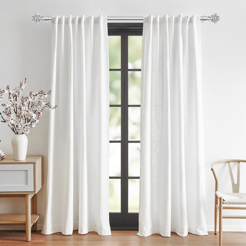 USFOOK 2 Pack Curtain Rod 32 to 58 Inches (2.6-4.8ft), USFOOK 7/8 Inch Telescoping Splicing Curtain rods for Windows 20 to 54 Inch, Silver Decorative Drapery Rods for Home with Translucent Finials - Image 3