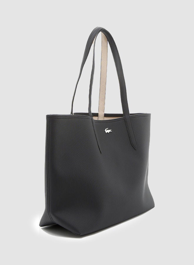 LACOSTE Anna Reversible Bicolour Tote Bag Black/Beige - Image 2
