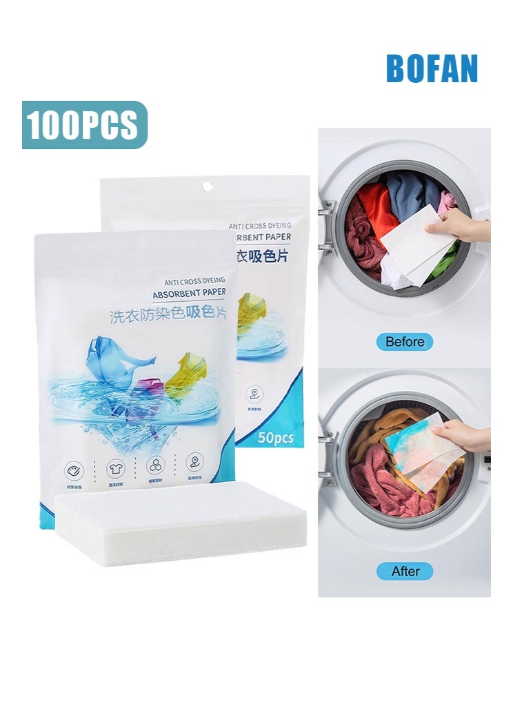 BOFAN Clothing Dyeing Adsorption Sheet - Environmentally friendly innovation, anti-staining, suitable for a variety of washing machines, keep clothes bright and long-lasting, energy-saving, time-saving and convenient, prevent color mixing, fragrance-free - 100sheets/2pack - Image 1