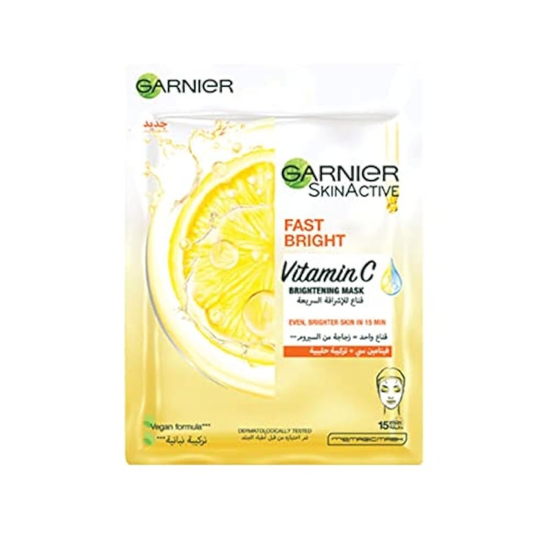 Garnier Skinactive Fast Bright Instant Brightening Tissue Mask With Vitamin C And Milky Essence, 28 Gm - Image 1