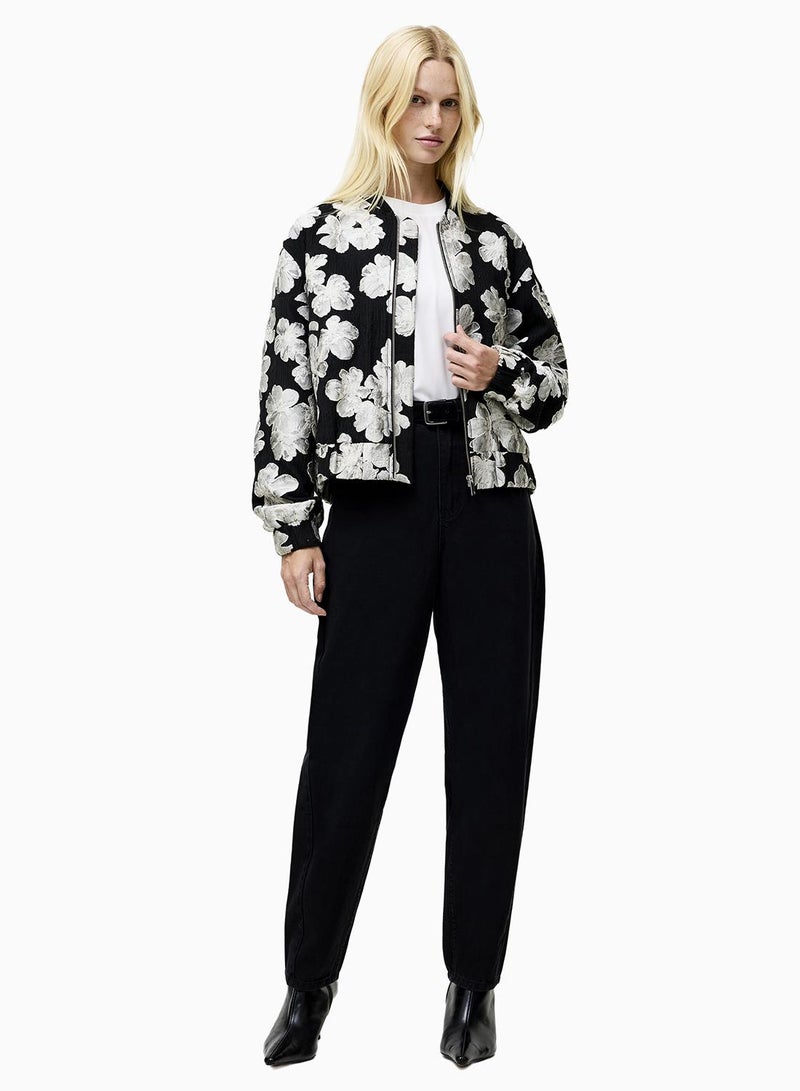 French Connection Lora Poly Jacquard Bomber Jacket - Image 1