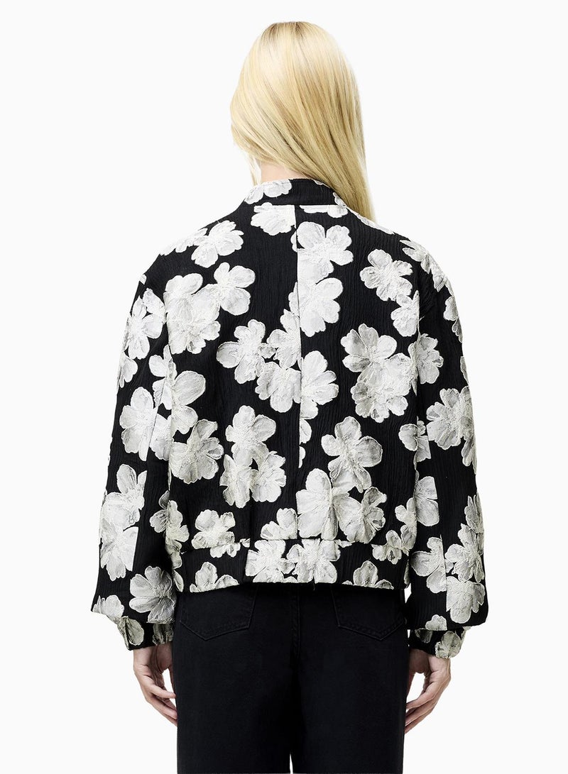 French Connection Lora Poly Jacquard Bomber Jacket - Image 2
