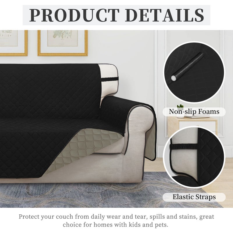 Issuntex Double Protection 100% Waterproof Chair Sofa Cover For Living Room  Reversible Furniture Protector For Dogs  Pets  Kids (Chair  Black/Beige) - Image 5