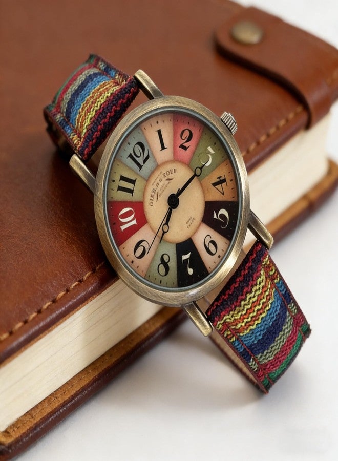 Gosasa Creative Multicolor Watch for Women Woven Strap Fashion Rainbow Pattern Women's Watch Boho Hippie Watch Casual Style Wonderful Ladies Gift - Image 4