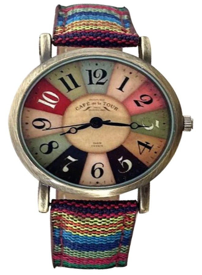 Gosasa Creative Multicolor Watch for Women Woven Strap Fashion Rainbow Pattern Women's Watch Boho Hippie Watch Casual Style Wonderful Ladies Gift - Image 1