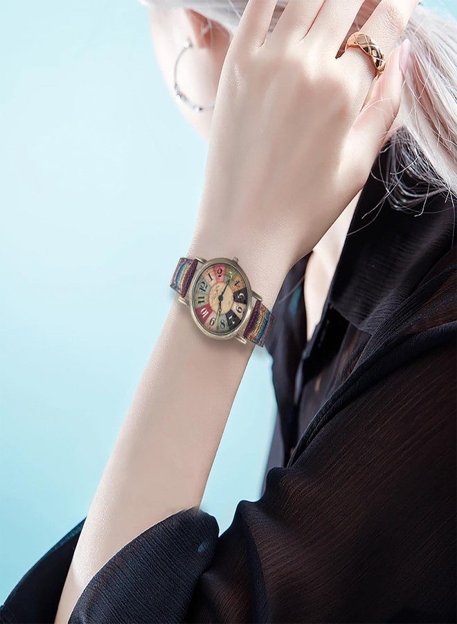Gosasa Creative Multicolor Watch for Women Woven Strap Fashion Rainbow Pattern Women's Watch Boho Hippie Watch Casual Style Wonderful Ladies Gift - Image 3