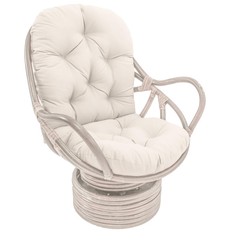 Blazing Needles Solid Twill Swivel Rocker Chair Cushion, 48" x 24", Natural (Cushion Only - Frame NOT Included) - Image 1