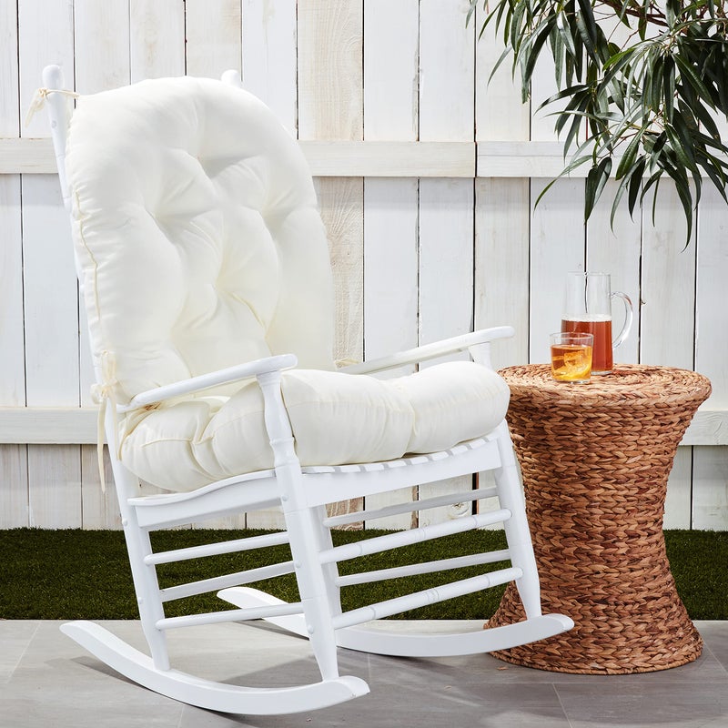 Blazing Needles Solid Twill Swivel Rocker Chair Cushion, 48" x 24", Natural (Cushion Only - Frame NOT Included) - Image 2