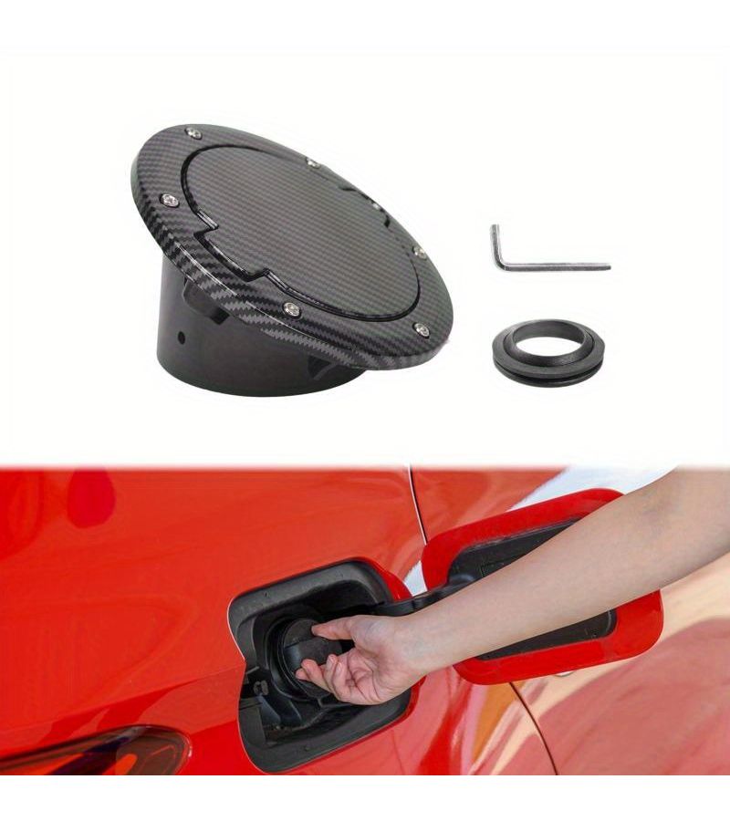 Fuel Tank Cover For Jeep Wrangler JK 2007 2017 Protective Cap Black Decorative Carbon Fiber Pattern Metal - Image 1