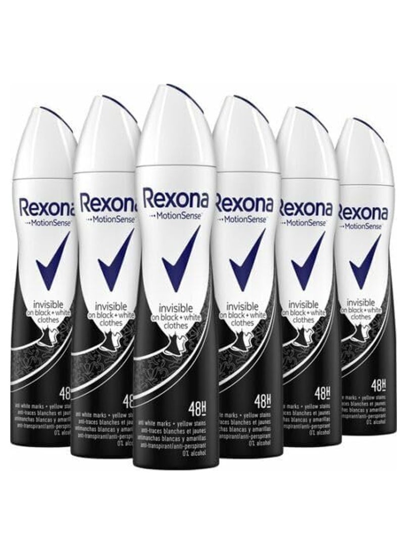 Rexona Women's Deodorant Spray Invisible on Black+White Clothes 200ml (Pack of 6) - Image 1