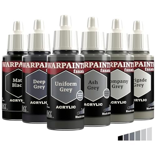 The Army Painter, Warpaints Fanatic Flexible Triad: Black & Greys, 6 x 18 ml acrylic paints - Miniature quality hobby paint for Dungeons and Dragons (DnD) & Warhammer Miniatures - Image 1