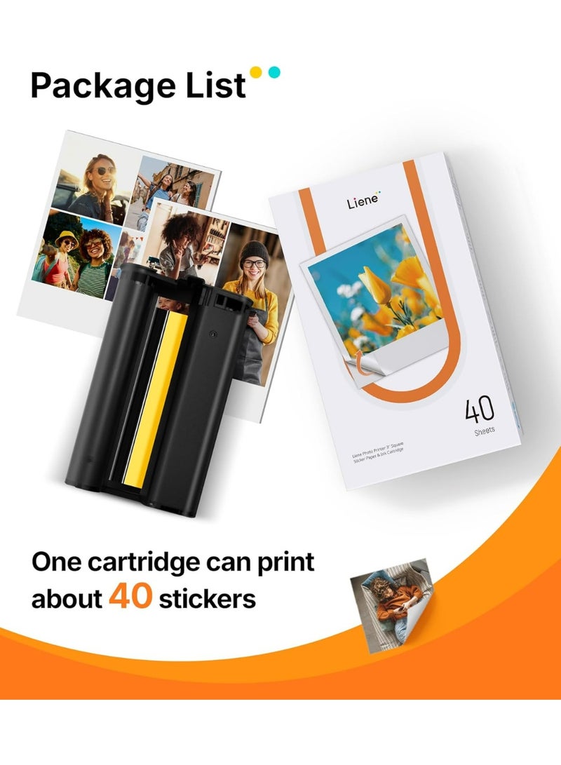 Liene Amber M110 3x3 Square Sticker Photo Paper 40 Sheets Self Adhesive Instant Print Paper for M110 Portable Photo Printer - Image 3