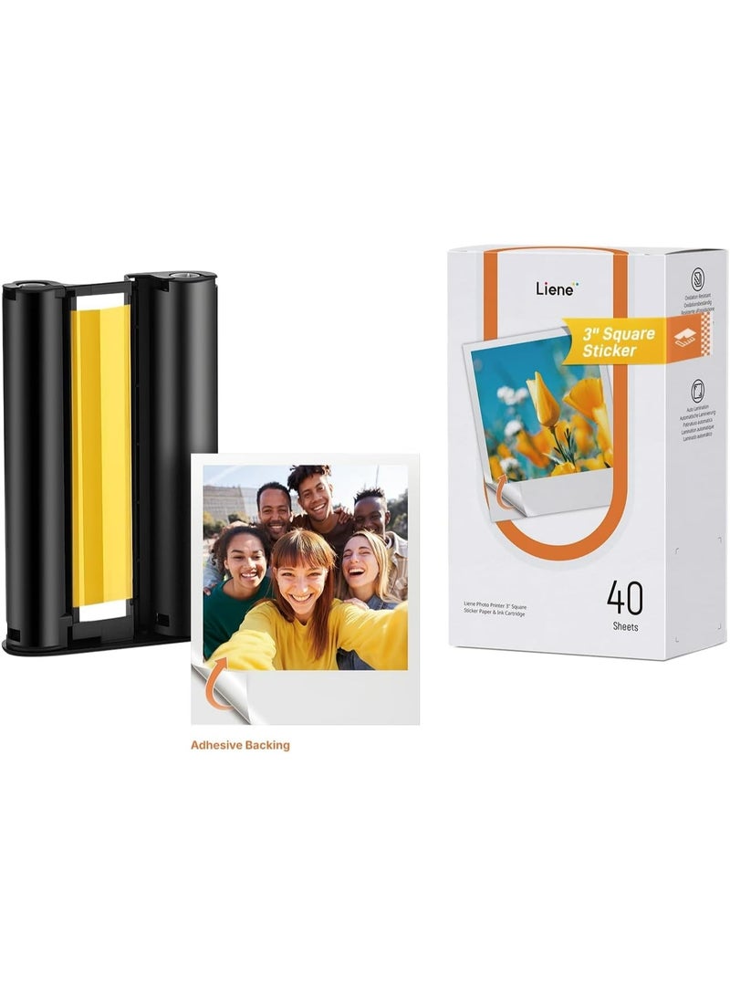Liene Amber M110 3x3 Square Sticker Photo Paper 40 Sheets Self Adhesive Instant Print Paper for M110 Portable Photo Printer - Image 1