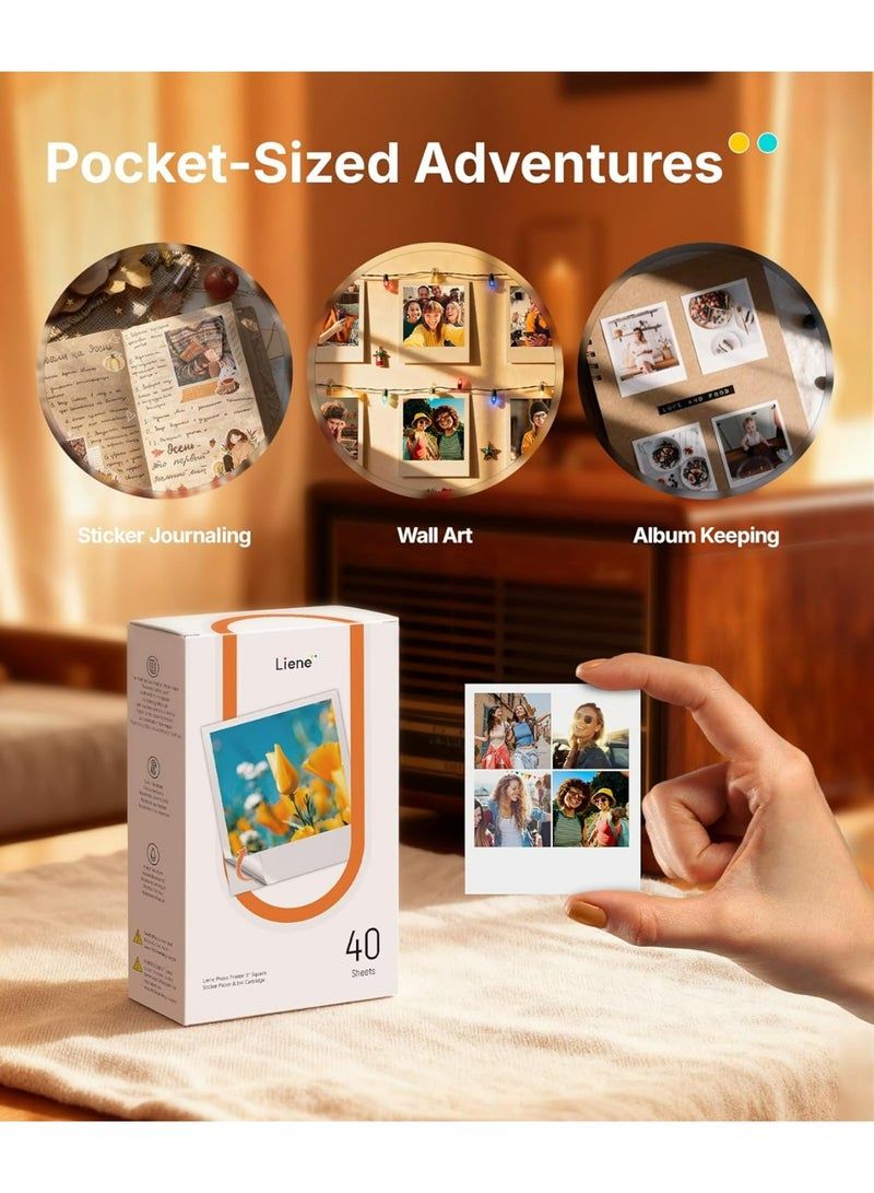 Liene Amber M110 3x3 Square Sticker Photo Paper 40 Sheets Self Adhesive Instant Print Paper for M110 Portable Photo Printer - Image 5